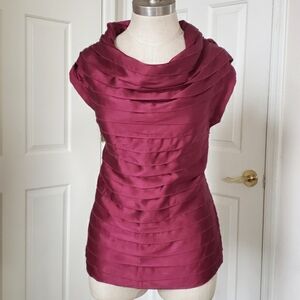 Vintage Victoria's Secret MODA INTERNATIONAL Silk Tiered Cowl Neck Top Wine Red